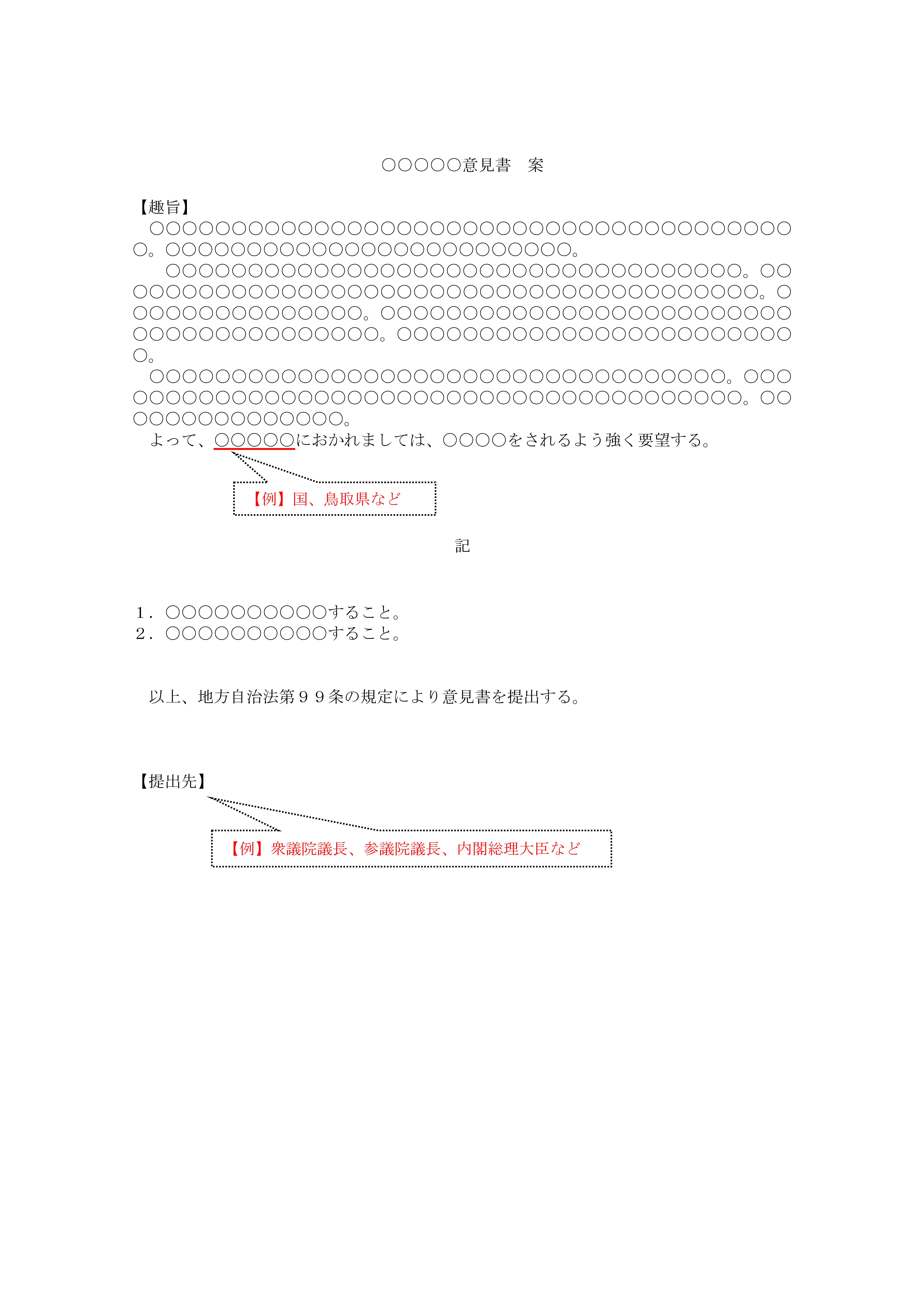 R8意見書案記載例